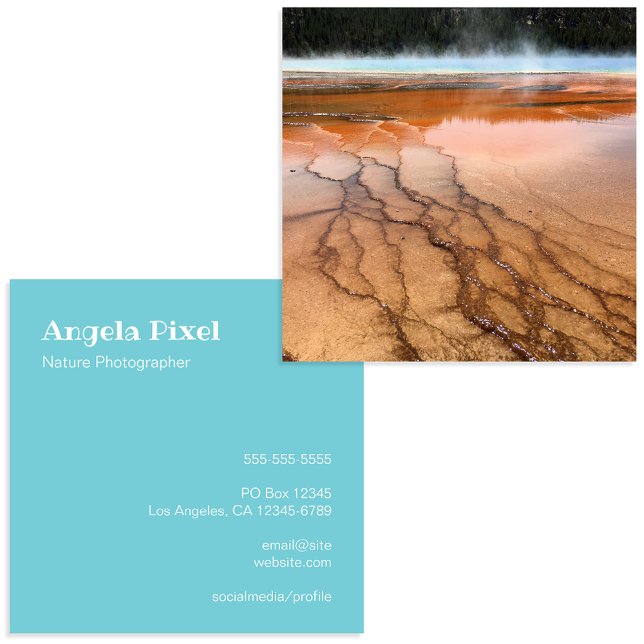 Robin Ägg Blå och Vit Fotografi Fyrkantigt Visitkort (Robin Egg Blue and White Photography Square Business Card)