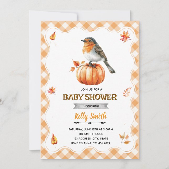 Robin Baby Shower Inbjudan (Framsida)