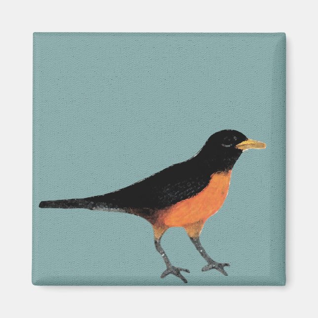 Robin Bird Art Blue Magnet (Framsidan)