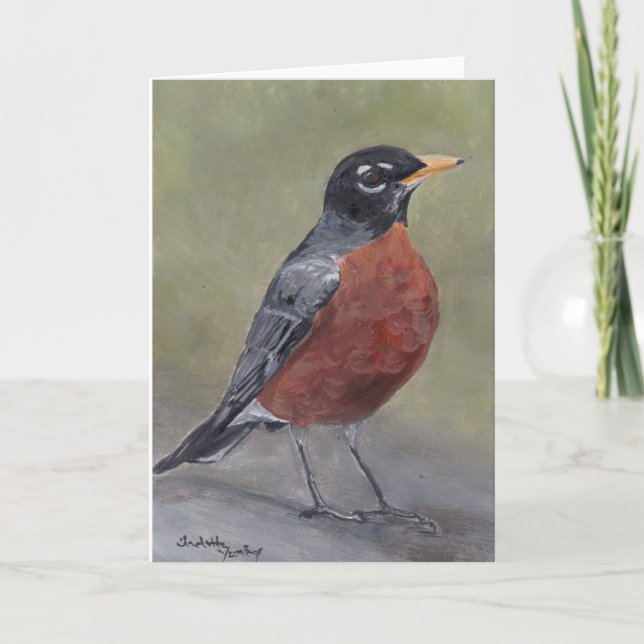 Robin Bird Art Foleting Card Tack Kort (Framsida)