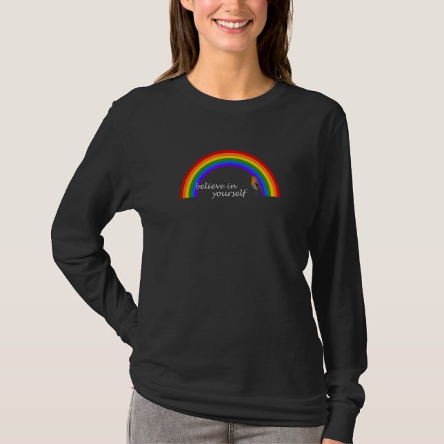 Robin Bird Believe in Yourself Rainbow Bird  Biolo T Shirt (Framsida)