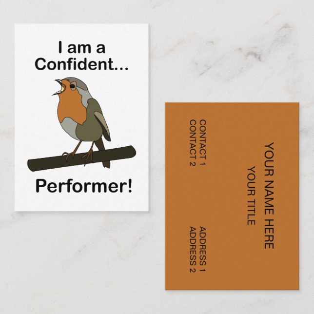 Robin Bird Confident Performer Karaoke Event  Visitkort (Fram/baksida)