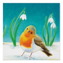 Robin Bird - Erithacus rubecula Perfect Poster
