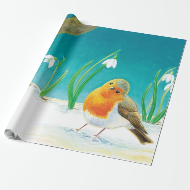 Robin Bird (Erithacus rubecula) Presentpapper (Utrullad)