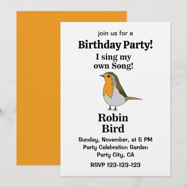 Robin Bird Funny Quote Birthday Party Inbjudningar (Fram/baksida)