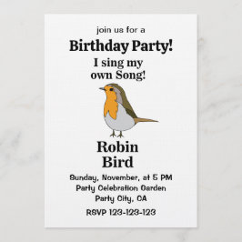 Robin Bird Funny Quote Birthday Party Inbjudningar
