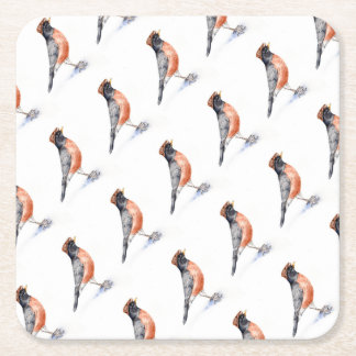 Robin Bird in Hat Underlägg Papper Kvadrat
