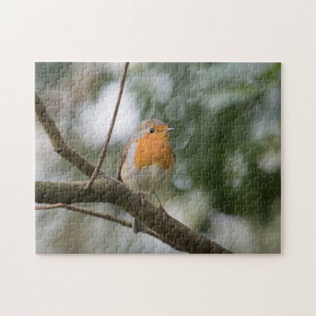 Robin Bird Nature Photo Jigszle Puzzle Pussel (Horisontell)