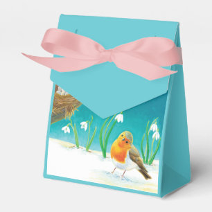 Robin Bird, Nest, Little Eggs & Snowdrops Presentaskar