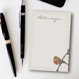 Robin Bird Says Namn Wildlife Post it Notes Post-it Block