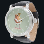 Robin Bird Watercolor Painting Armbandsur<br><div class="desc">Det här är en vattenfärgsmålning av en rån på träd gren. Det är svan uppe i luft.</div>