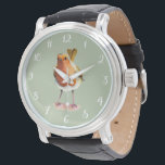 Robin Bird Watercolor Painting Armbandsur<br><div class="desc">Det här är en vattenfärgsmålning av en rån på träd gren. Det är svan uppe i luft.</div>