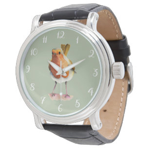 Robin Bird Watercolor Painting Armbandsur