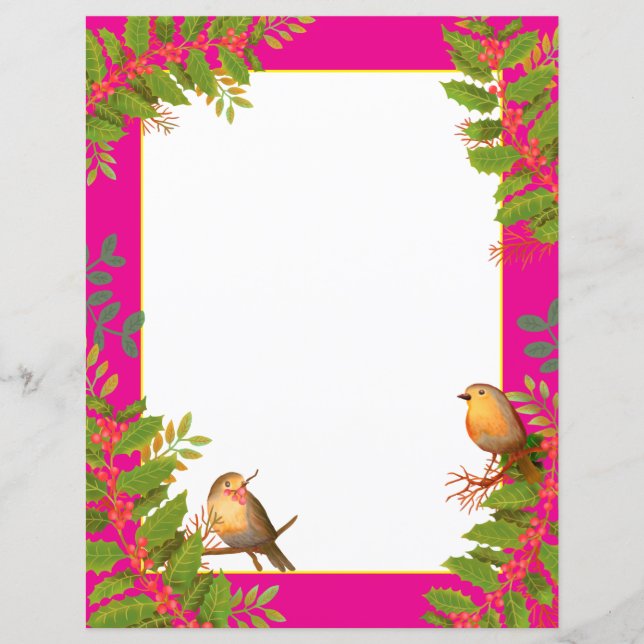 Robin Birds Holly Berry Shock rosa (Framsida)