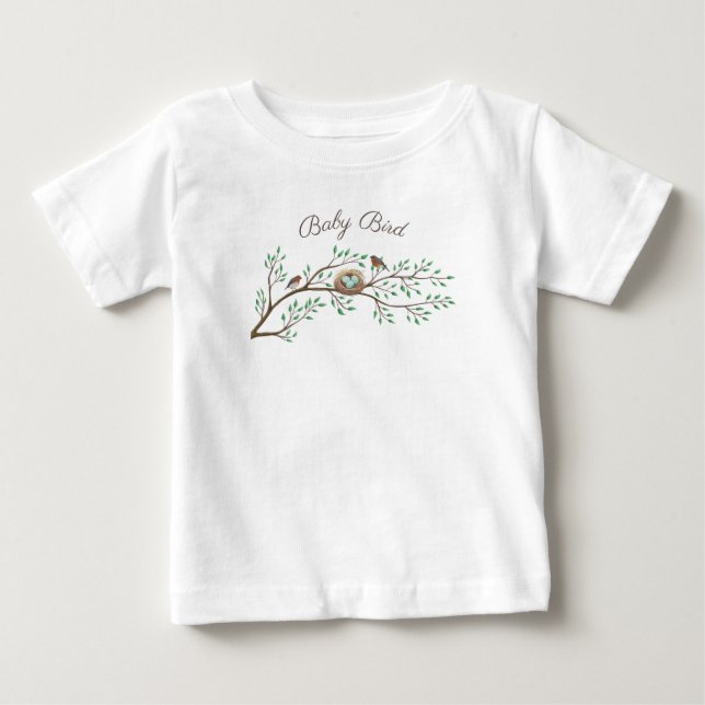 Robin Birds Nest Eggs Vår Baby Shower T Shirt (Framsida)