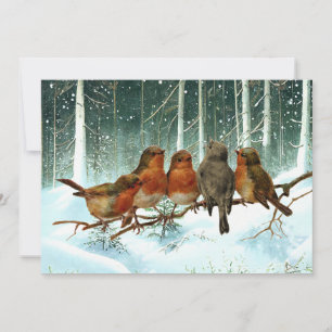 Robin Birds på Snö-skogsvaktens vinterjul i Gren Julkort