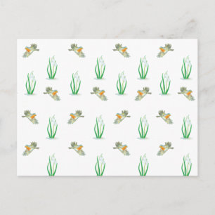 Robin Birds & Snowdrops Mönster vid tidigt Vår Vykort