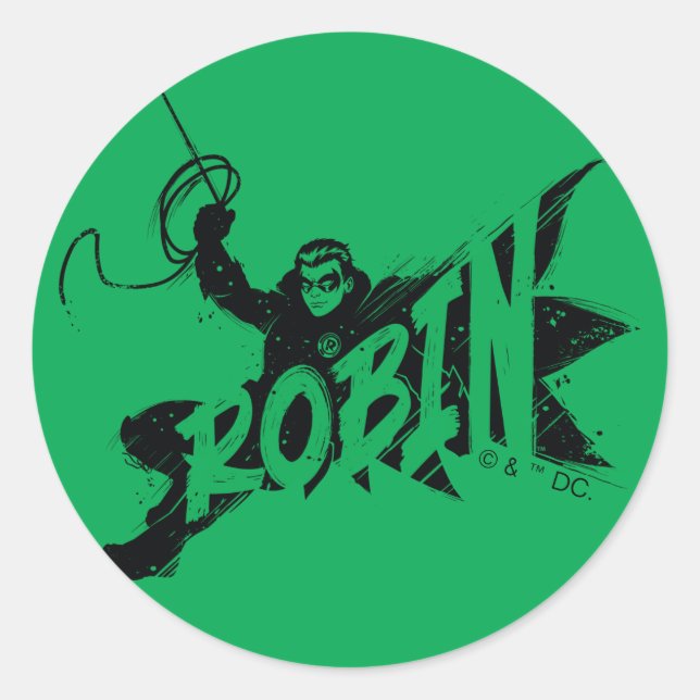 Robin Bläck Brush Namn Runt Klistermärke (Framsida)