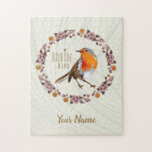 Robin Botanical vintage Flowers for bird älskare