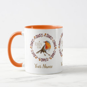 Robin Botaniska vintage blommor för fågelälskare Mugg