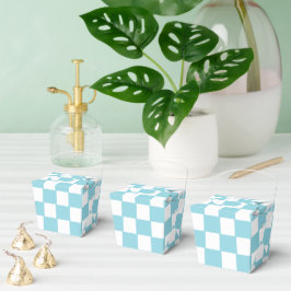 Robin Egg Blå med Vit Fyrkantig Mönster Take Out Presentaskar