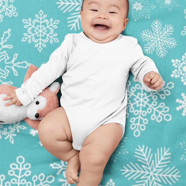 Robin Egg Blå Vitt Snöflingemönster Fleecefilt (Skapare uppladdad)