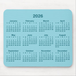 Robin Egg Blue and Dark Teal 2026 Calendar Musmatta