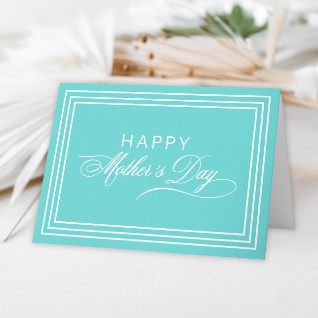 Robin Egg Blue Calligraphy Lycklig Mors dag Kort (Skapare uppladdad)
