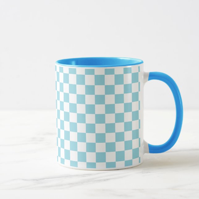 Robin Egg Blue Combo Mugg med White Square Mönster (Höger)