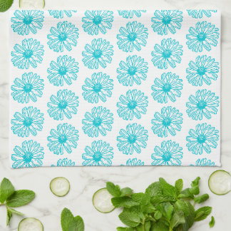Robin Egg Blue Daisy Print, Hippie Flowers Mönster Kökshandduk