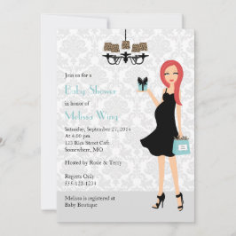 Robin Egg Blue Leopard Gravid Mamma Baby Shower Inbjudningar