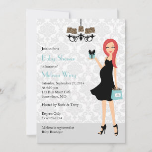 Robin Egg Blue Leopard Gravid Mamma Baby Shower Inbjudningar
