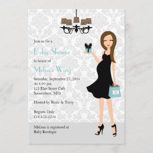 Robin Egg Blue Leopard Gravid Mamma Baby Shower Inbjudningar