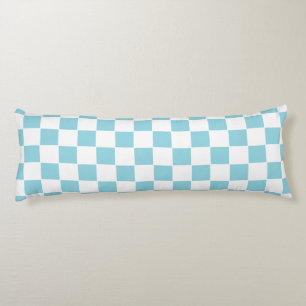 Robin Egg Blue med White Square Mönster Brushed Kroppskudde