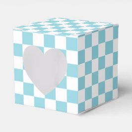 Robin Egg Blue med White Square Mönster Heart Presentaskar