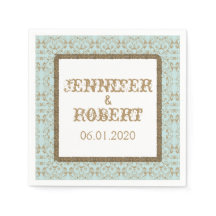 Robin Egg Blue och Guld Damask Wedding