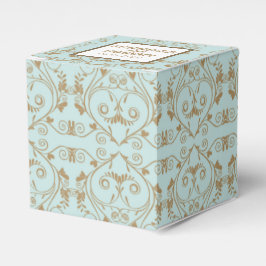 Robin Egg Blue och Guld Damask Wedding Presentaskar