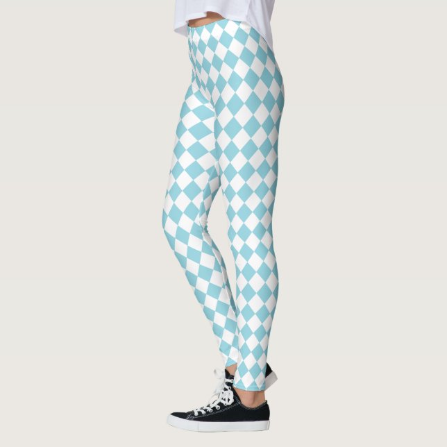 Robin Egg Blue och White Chevron Mönster Classic Leggings (Vänster)