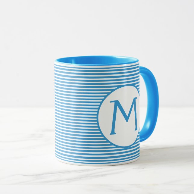 Robin Egg Blue Rand Monogram Mugg (Framsida höger)