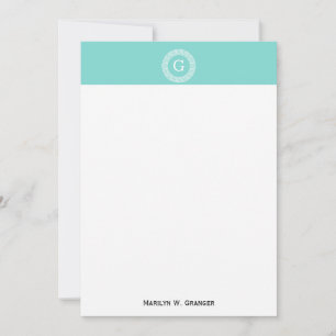 Robin Egg Wht Grekiska Nyckel Rnd Ram Initial Mono
