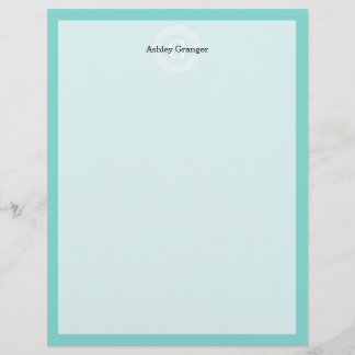 Robin Egg Wht Grekiska Nyckel Rnd Ram Initial Mono