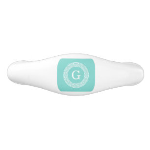 Robin Egg Wht Grekiska Nyckel Rnd Ram Initial Mono Handtag