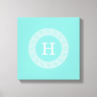 Robin Egg Wht Grekiska Nyckel Rnd XL Ram Init Mono Canvastryck