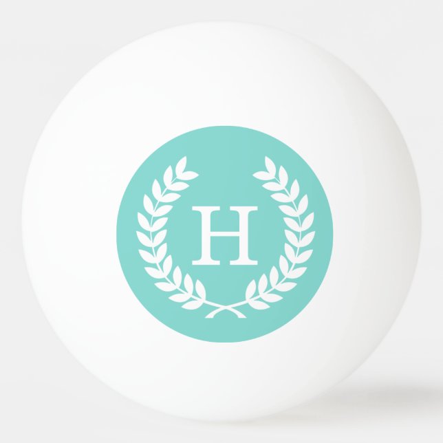 Robin Egg Wht Wheat Laurel Wandemin Initial Monogr Pingisboll (Framsidan)