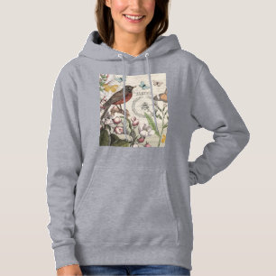 Robin Elegant Bird Butterfly Fransk Art T Shirt