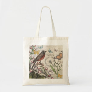 Robin Elegant Bird Butterfly Fransk Art Tygkasse