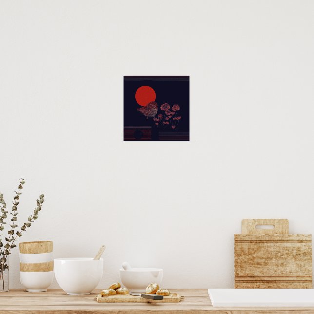 Robin Fågel Röd Sol Illustration Poster (Kök)