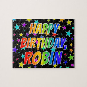 "ROBIN" Första Namn, Roligten "GRATTIS PÅ FÖDELSED Pussel
