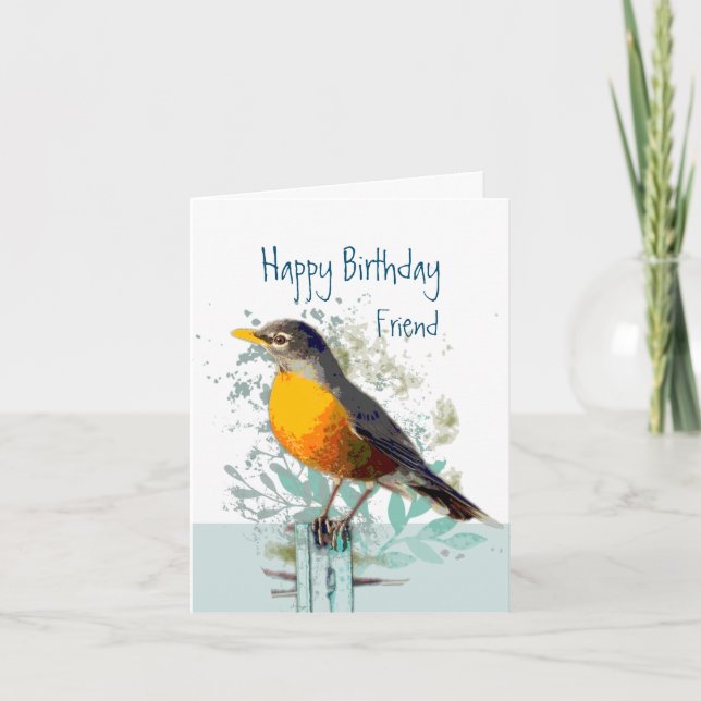 Robin Garden Bird Wildlife Friend Birthday Card Kort (Framsida)