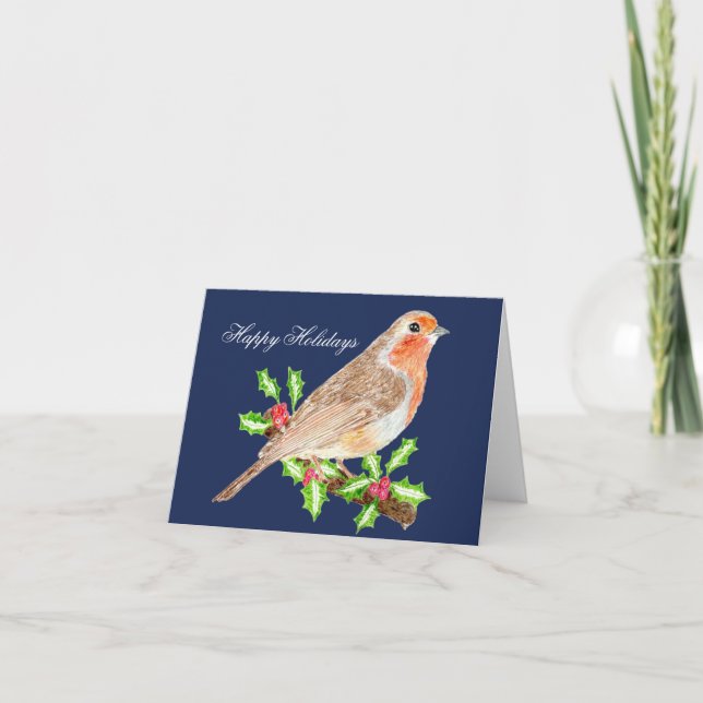 Robin Happy Holidays Christmas Card Tack Kort (Framsida)